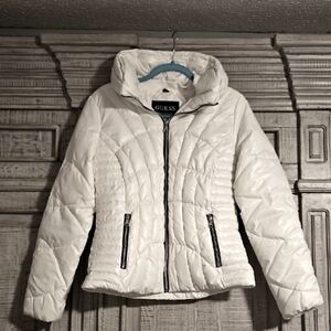 GUESS Women's White Quilted Jacket